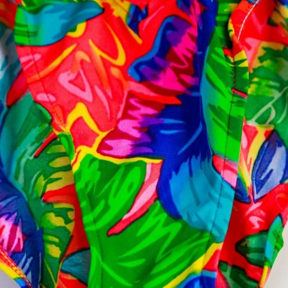 Ocean Pacific High Cut Neon Floral Swim Bottoms - Picture 5 of 8